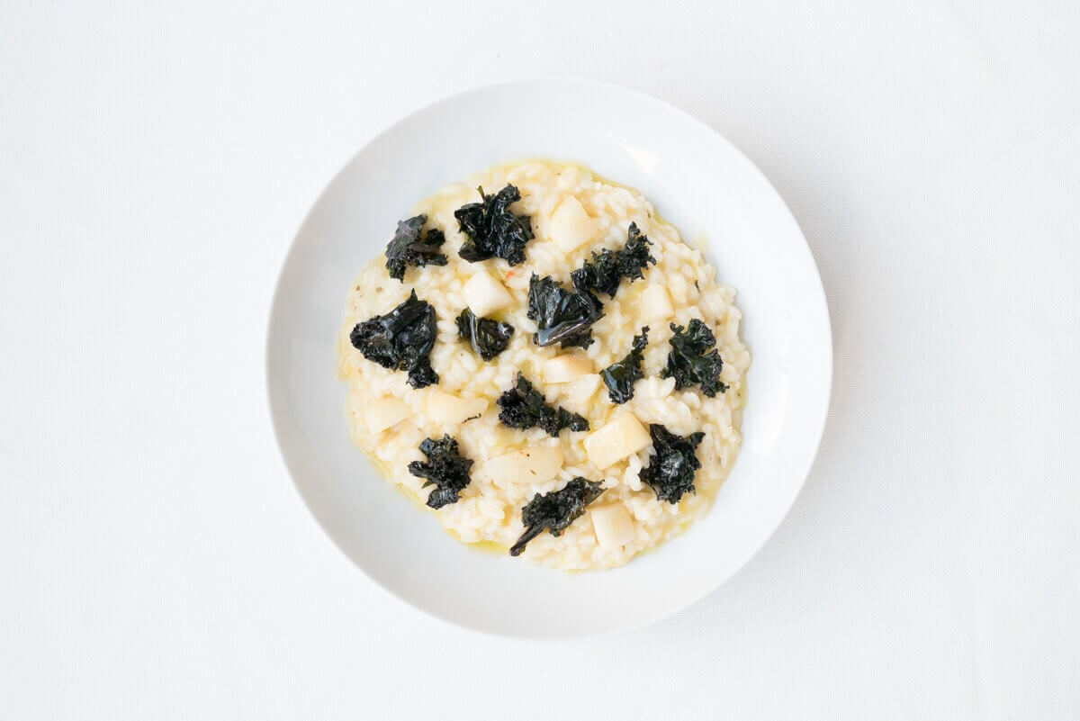 Risotto mit Grünkohl und karamellisierter Birne – Splendido